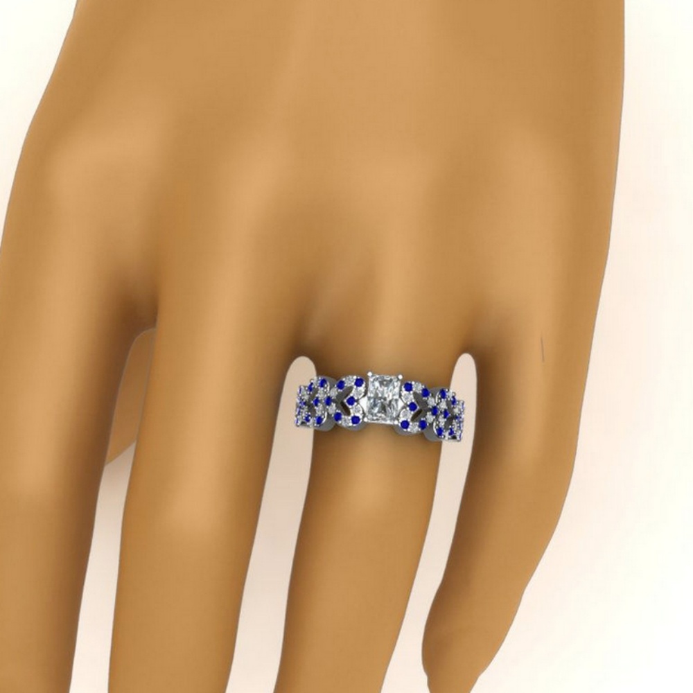 Princess Cut 2.95ct White Sapphire 925 Silver Ring - Picture 4 of 4